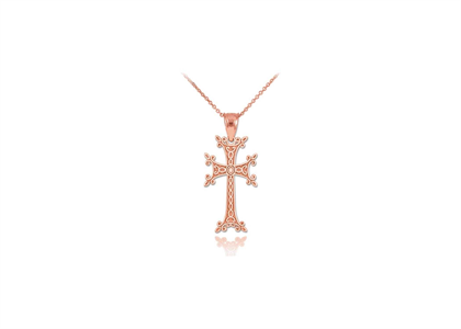 Rose Gold Plated Long Cross Pendant